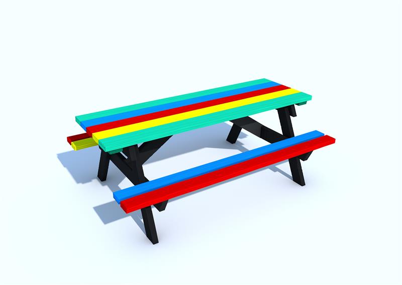 Technical render of a Wheelchair Inclusive Picnic Table